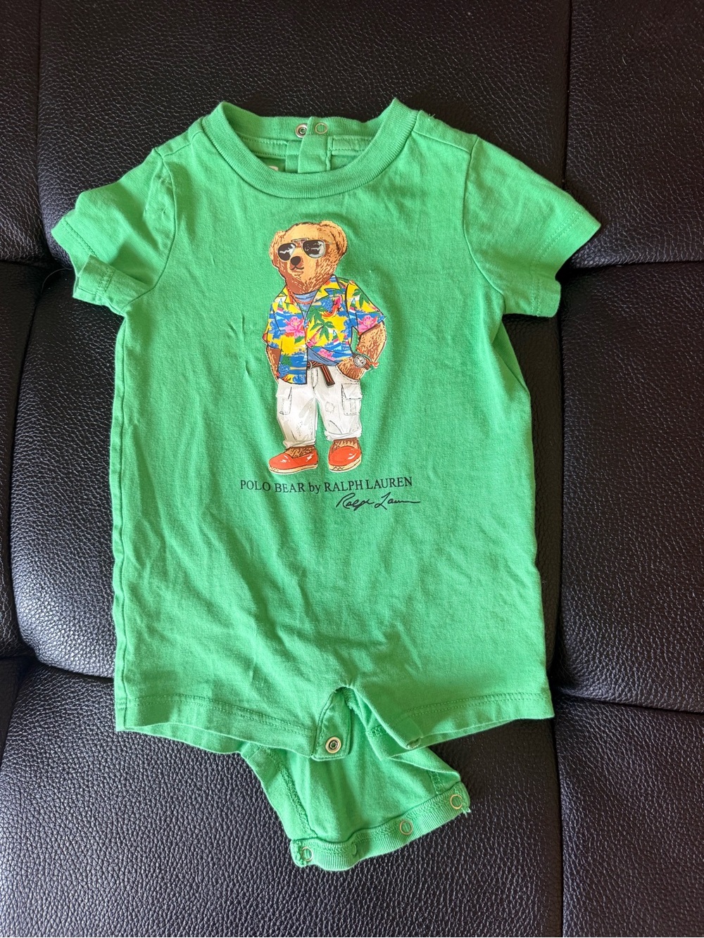Ralph Lauren Green Polo Bear One-Piece 3 months